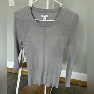Nine West Women's Ribbed Gray Sparkly Sweater